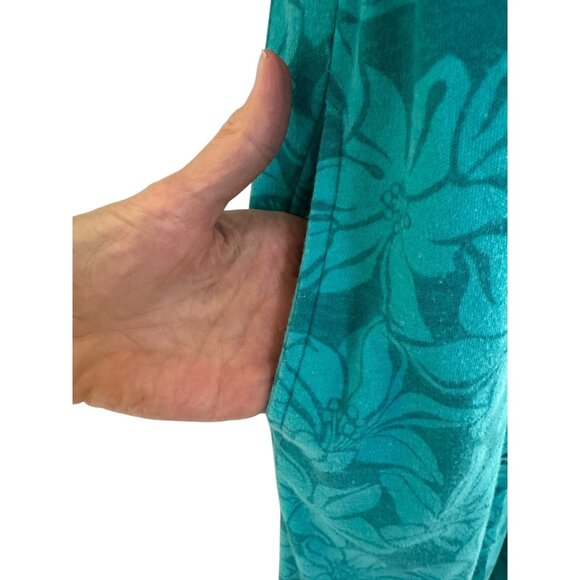 Woman Within Green Tropical Floral Knit Maxi Dress w/Pockets Size 22/24 1X 2X 3X - Picture 5 of 9